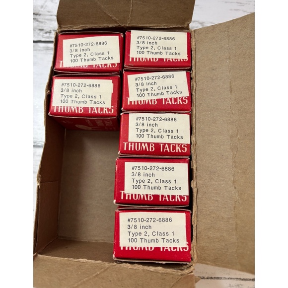Vintage A&W Tru-Bilt Metal Solid Head 3/8” Thumb Tacks (7 boxes) - Picture 5 of 6